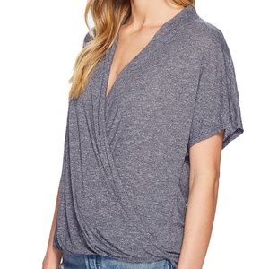 Michael Stars cross over v-neck in gray/blue